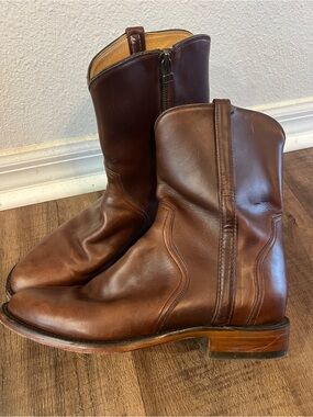 Lucchese Men’s Brown Leather Side Zip Western Boots Handmade USA Classic Size 8